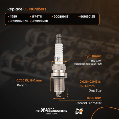 Iridium Spark Plugs for Toyota Land Cruiser/Sequoia V8 (1998–2009)