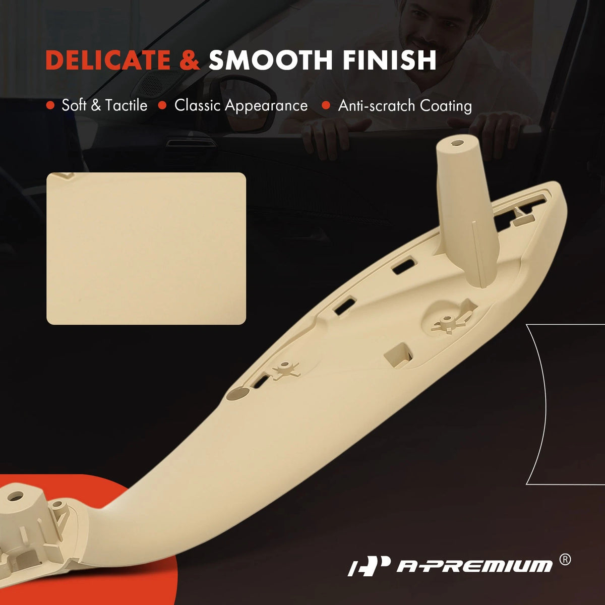 2X Beige Interior Door Pull Handle Trim for BMW 328i 428i 430i (2012–2016) 51417279315, 51417279316