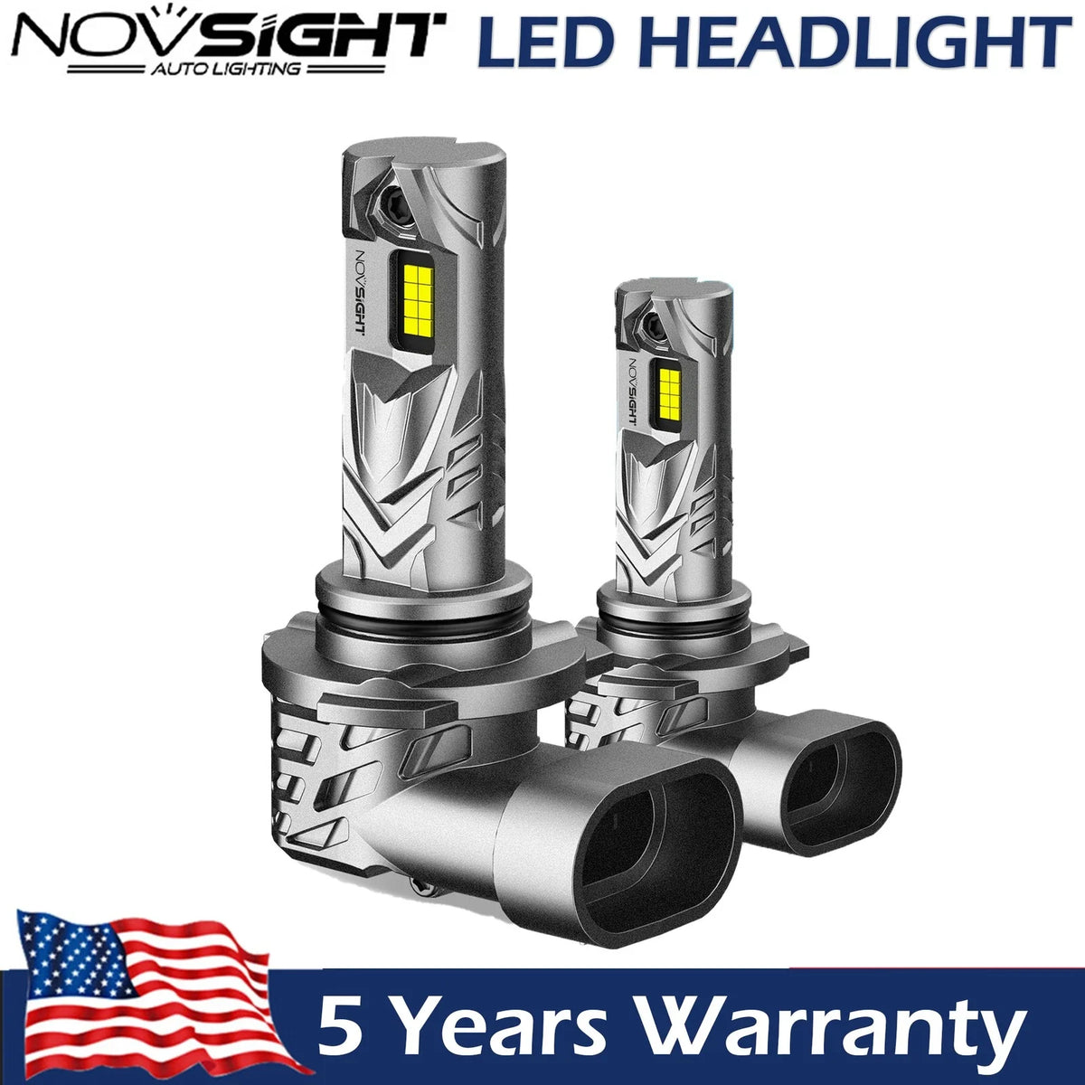 2X HB4 9006 LED Headlight Bulbs for NOVSIGHT (6500K White)