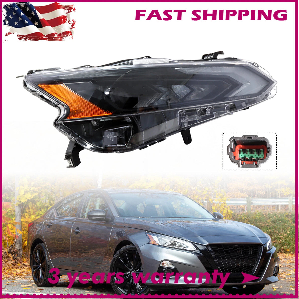 Full LED Headlight Right Passenger for Nissan Altima (2023–2025) 260106CA0B, 26010-6CA0B, NI2503295, 260109HF0C