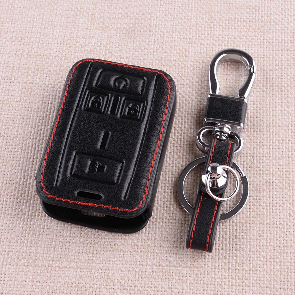 Leather Key Fob Cover Case for GMC Sierra, Chevrolet Silverado (223)