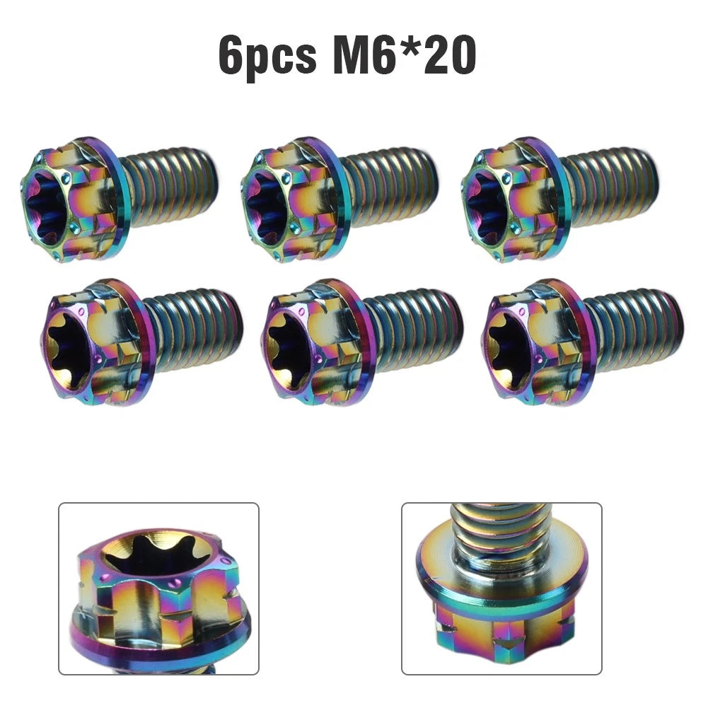 6X M6x20mm Torx Head Flange Screws for Motorcycle Bike