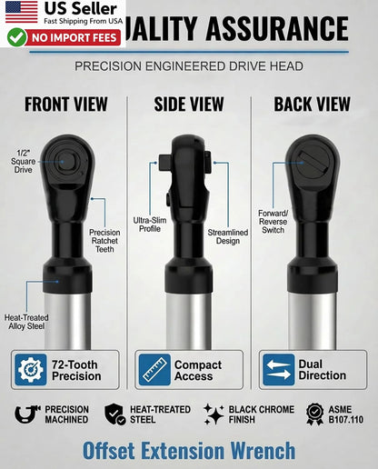 Offset extension wrench for tight spaces (1/2 inch impact)