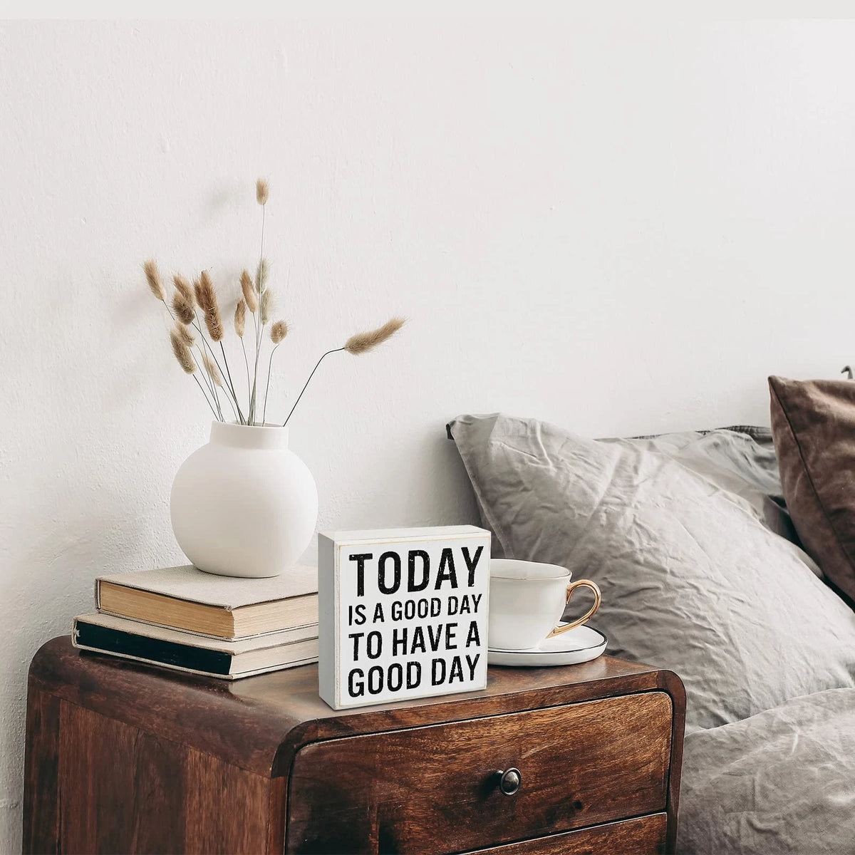 Positive Wood Sign for Office Desk (5x5 inches, 1.78 inches thick)