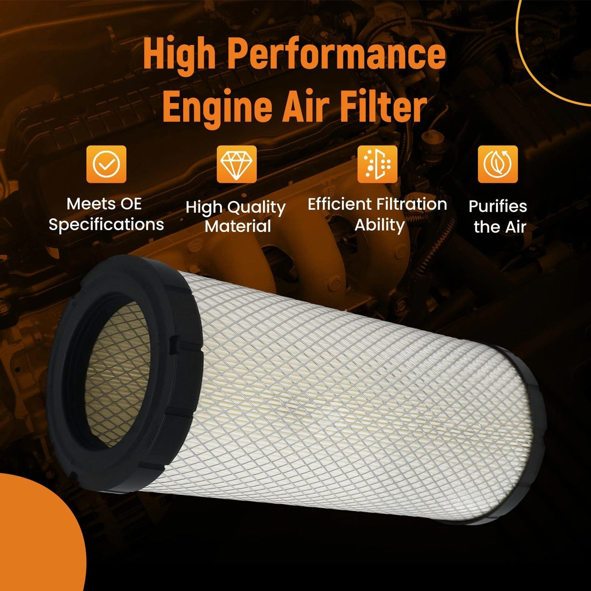 Primary Air Filter for Bobcat Excavator 331 334 337 341 (RS3703, 46490)