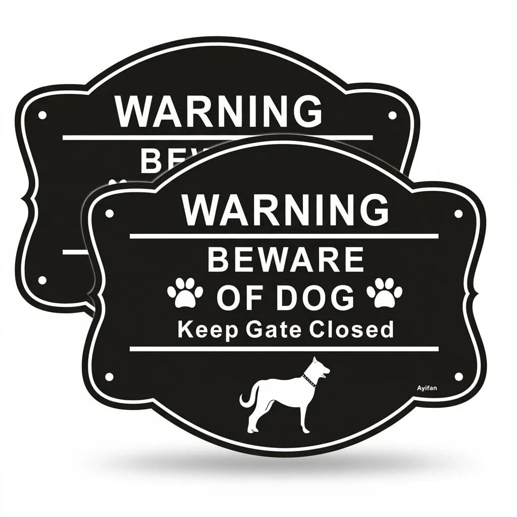 2 Pack Beware of Dog Signs for Fence 10"x8"