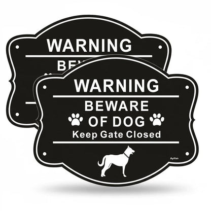 2 Pack Beware of Dog Signs for Fence 10"x8"