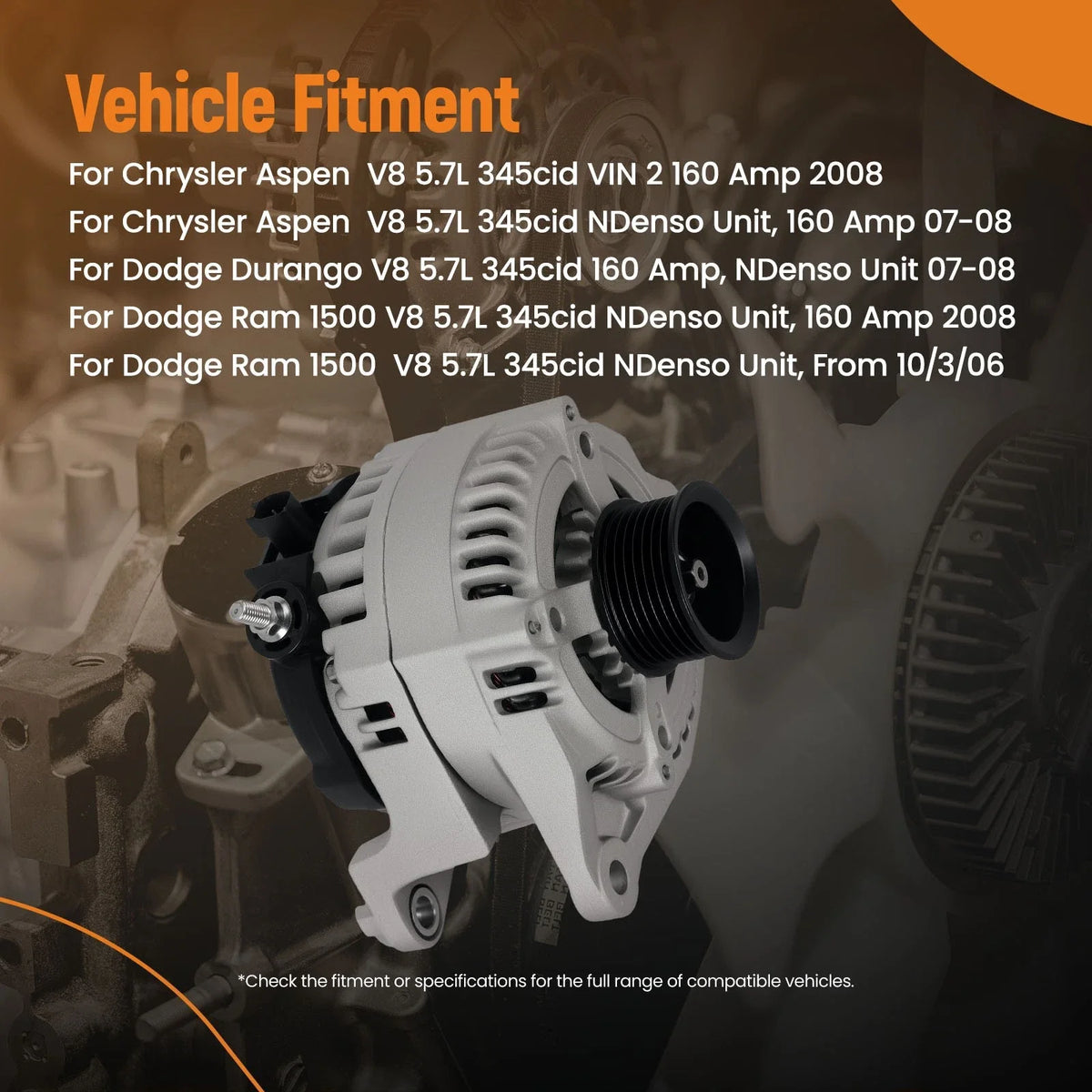 Heavy Duty Alternator for Dodge Ram 1500, Durango (2007–2008)