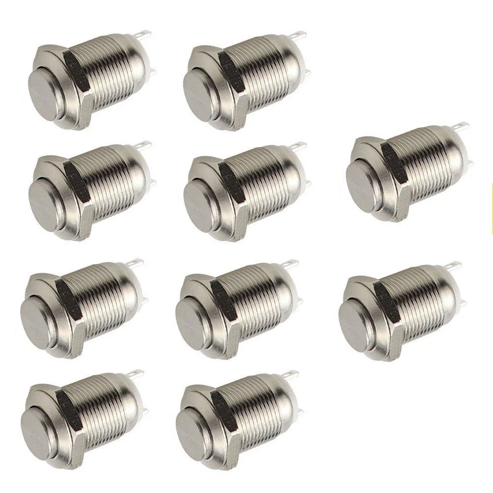 Set of 10 Waterproof Metal Push Buttons for Outdoor Use