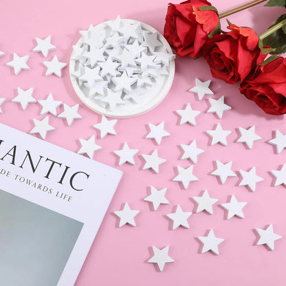 100 PCS White Wooden Stars for Crafts (1 Inch)