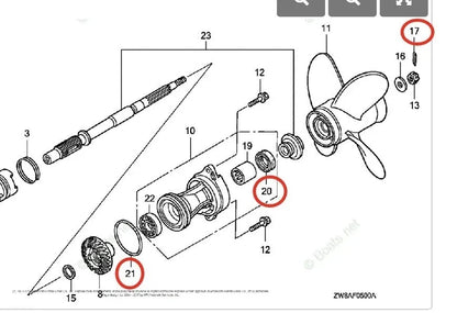 Lower Unit Seal Kit for Honda 8/9.9/10/15/20HP (91252-ZW9-003, 91351-ZV4-003)