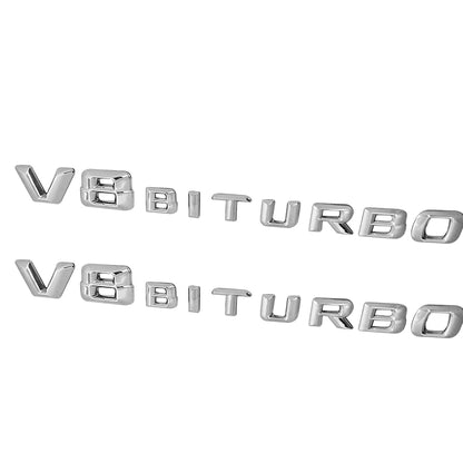 2Pcs Chrome V8 Biturbo Side Fender Emblems for AMG C63 E63 G63 S63