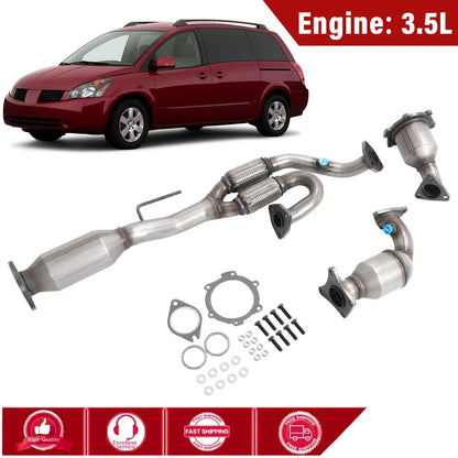 Set of 3 Catalytic Converters for Nissan Quest Maxima (2004–2009) 3.5L