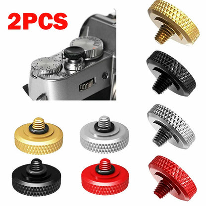 2PC Brass Concave Shutter Release Button Rubber Ring for Leica Nikon Sony
