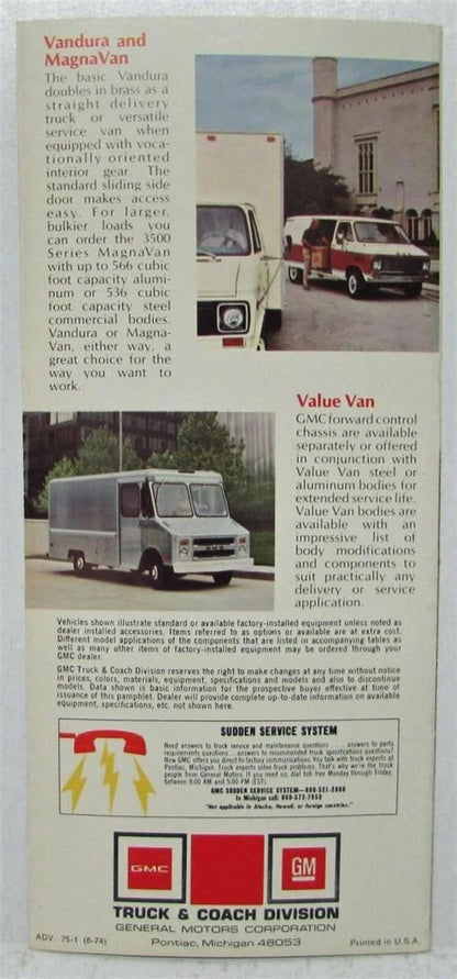 GMC Jimmy Sprint Pickup Suburban Astro Trucks Sales Mailer Folder (1975)