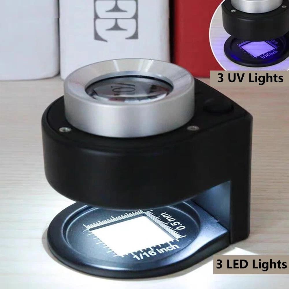 30X Loupe Magnifier with 6 Lights for Coins and Small Objects