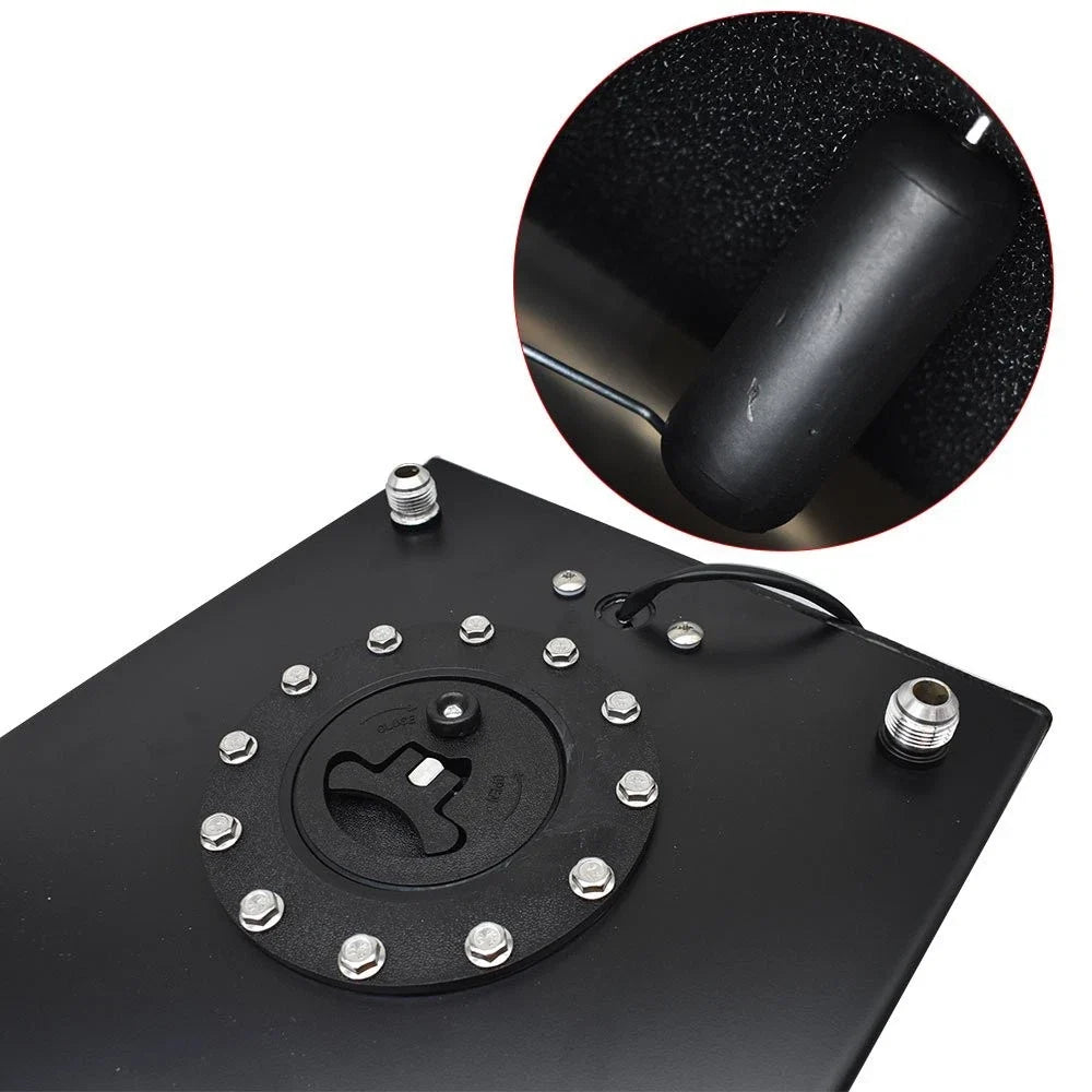 5 Gallon Coated Black Aluminum Fuel Cell Gas Tank & Level Sender for Racing/Drifting
