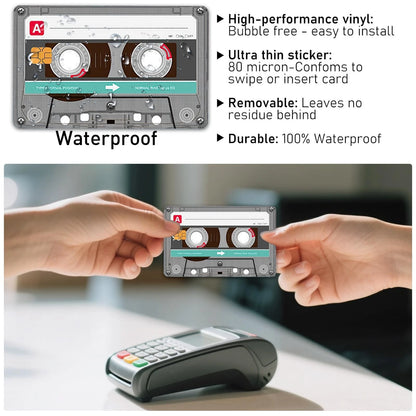 4X Audio Tape Credit Card Skin Stickers, Waterproof, Colourful
