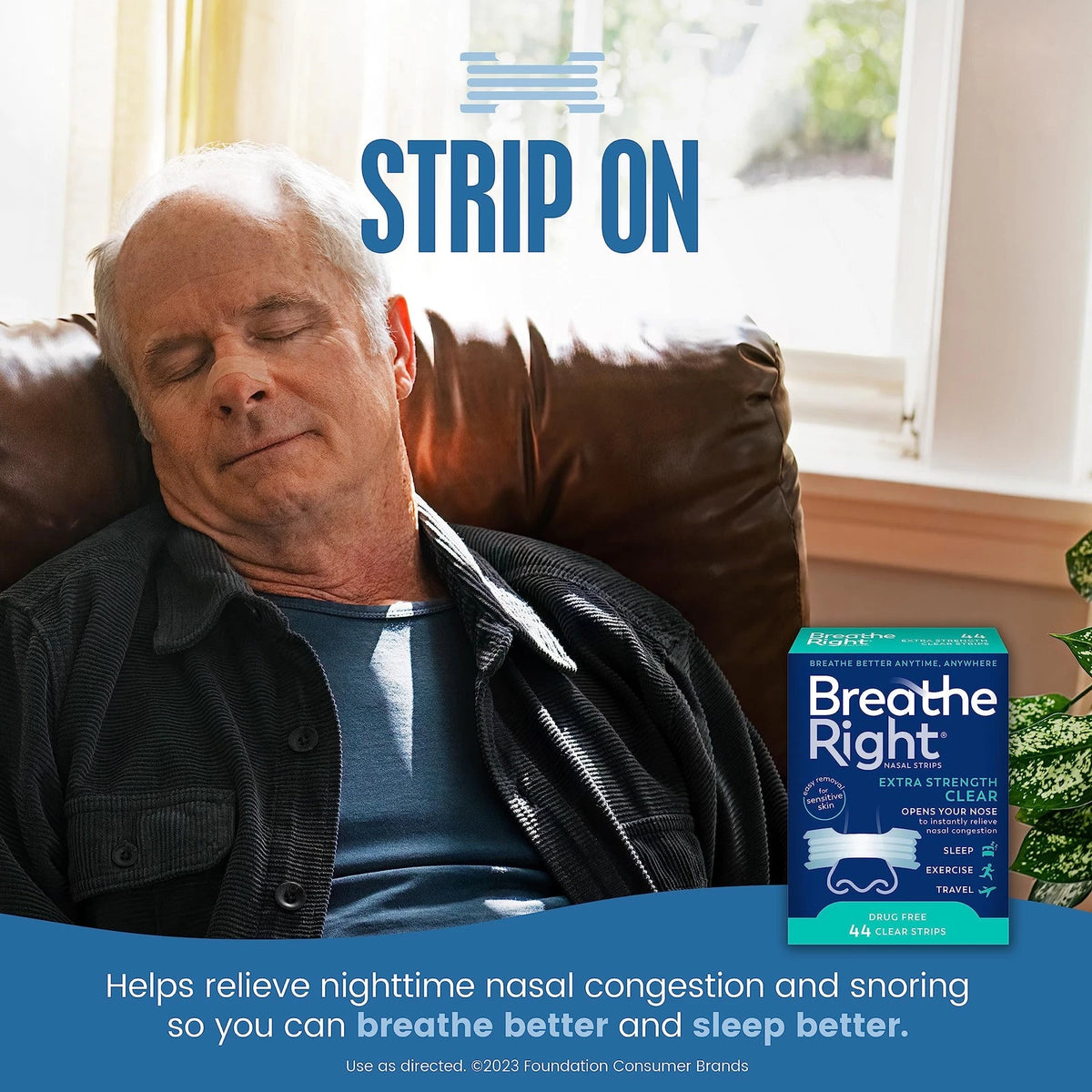 Breathe Right Nasal Strips Extra Strength for Clear Breathing (44 Count)