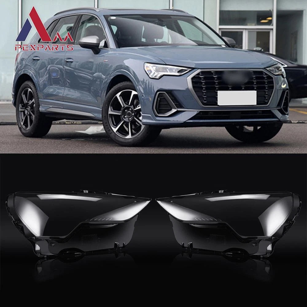 Set of 2 Headlight Lens Light Lamp Covers for Audi Q3 (2019–2023)