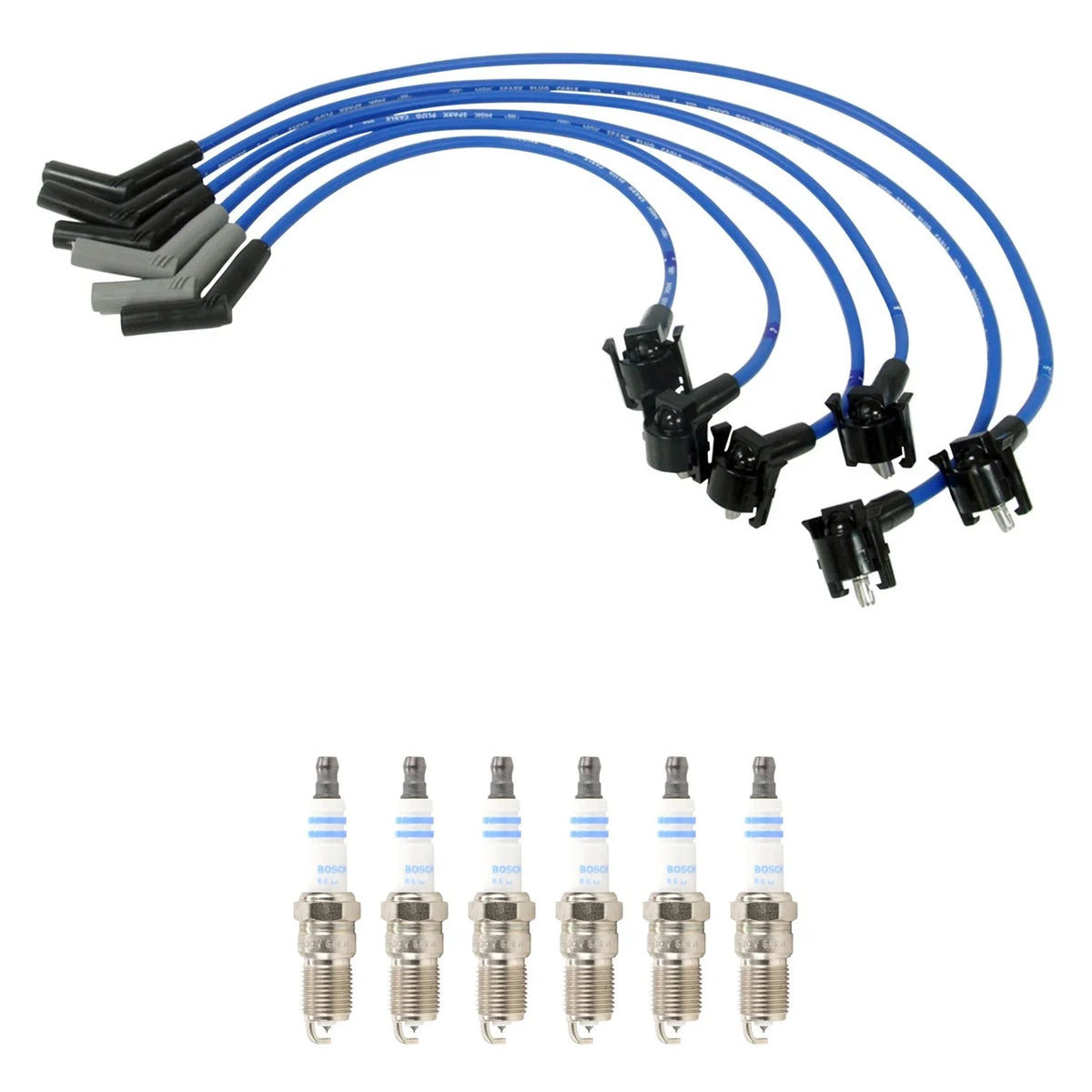 NGK 8mm Wire Set & Bosch Platinum Spark Plug Kit for B3000 Ranger (1994–2000)