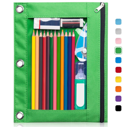 3 Ring Binder Pencil Pouch for Forvencer (Clear, Green)