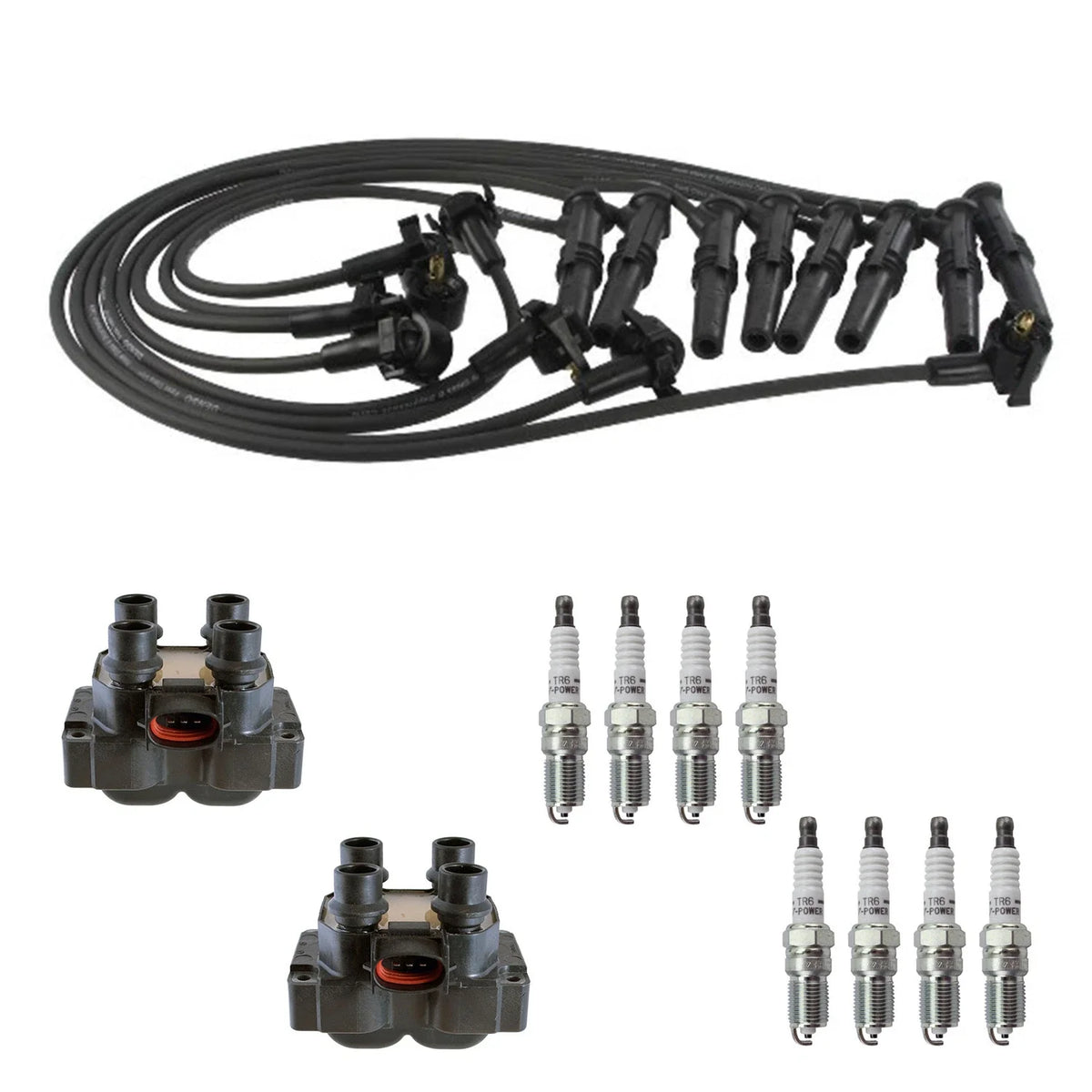 Set of 2 Ignition Coil Wires & 8 NGK Spark Plugs for Crown Victoria V8 (1992–2011)