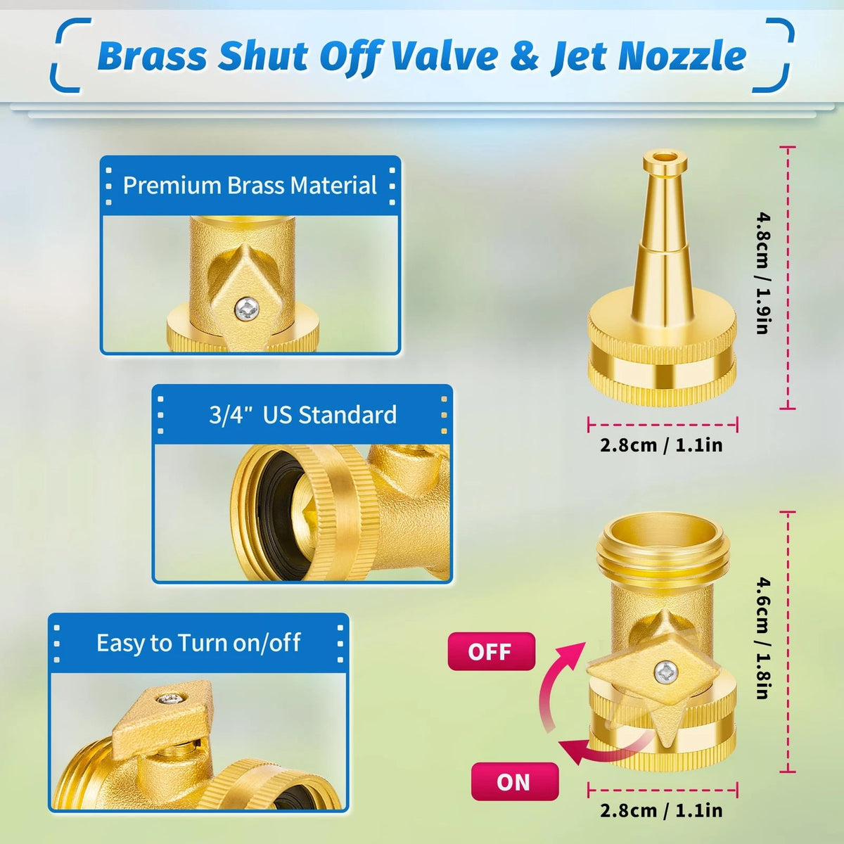 Set of 4 Brass Hose Nozzles for Automan High Pressure Jet