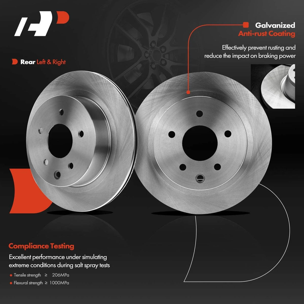 Rear Disc Brake Rotor & Pad Set for Nissan Rogue Sport (2014–2019)
