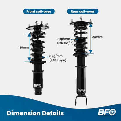 BFO Adjustable Coilovers Shocks Springs Kit for Honda Prelude (1992–2001)