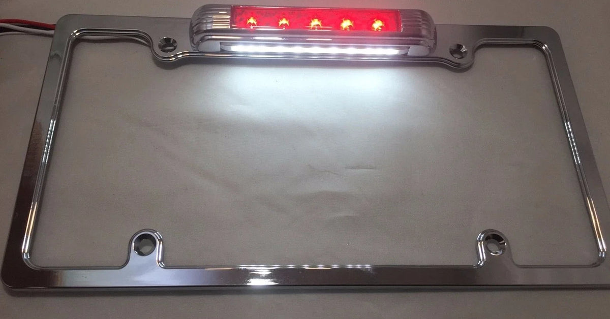 Rear License Plate Frame with Third Brake Light Function for Universal Cars (2005–2020)