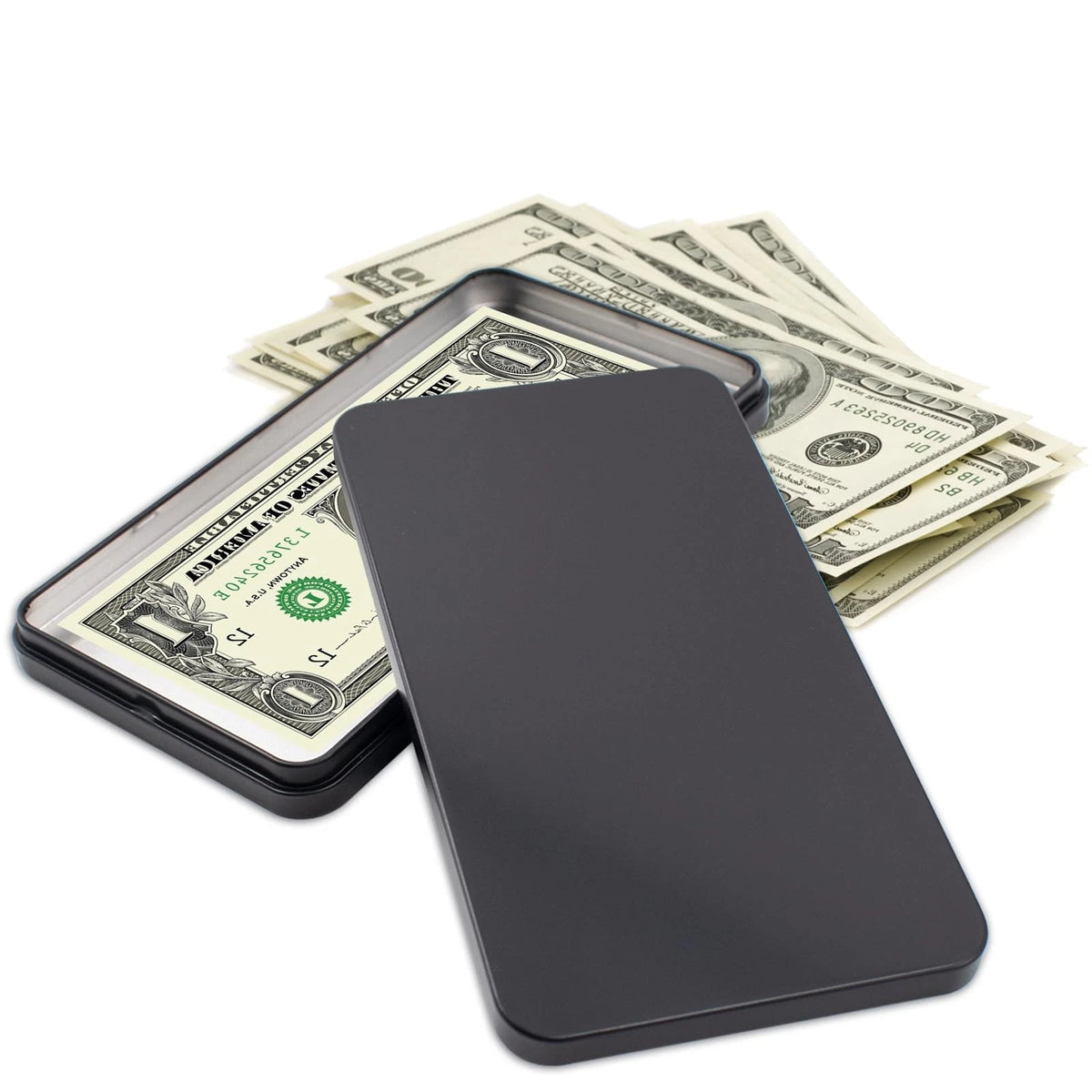 2X Black Metal Cash Box for Various Applications (6.7 x 3.54 x 0.6 inches)