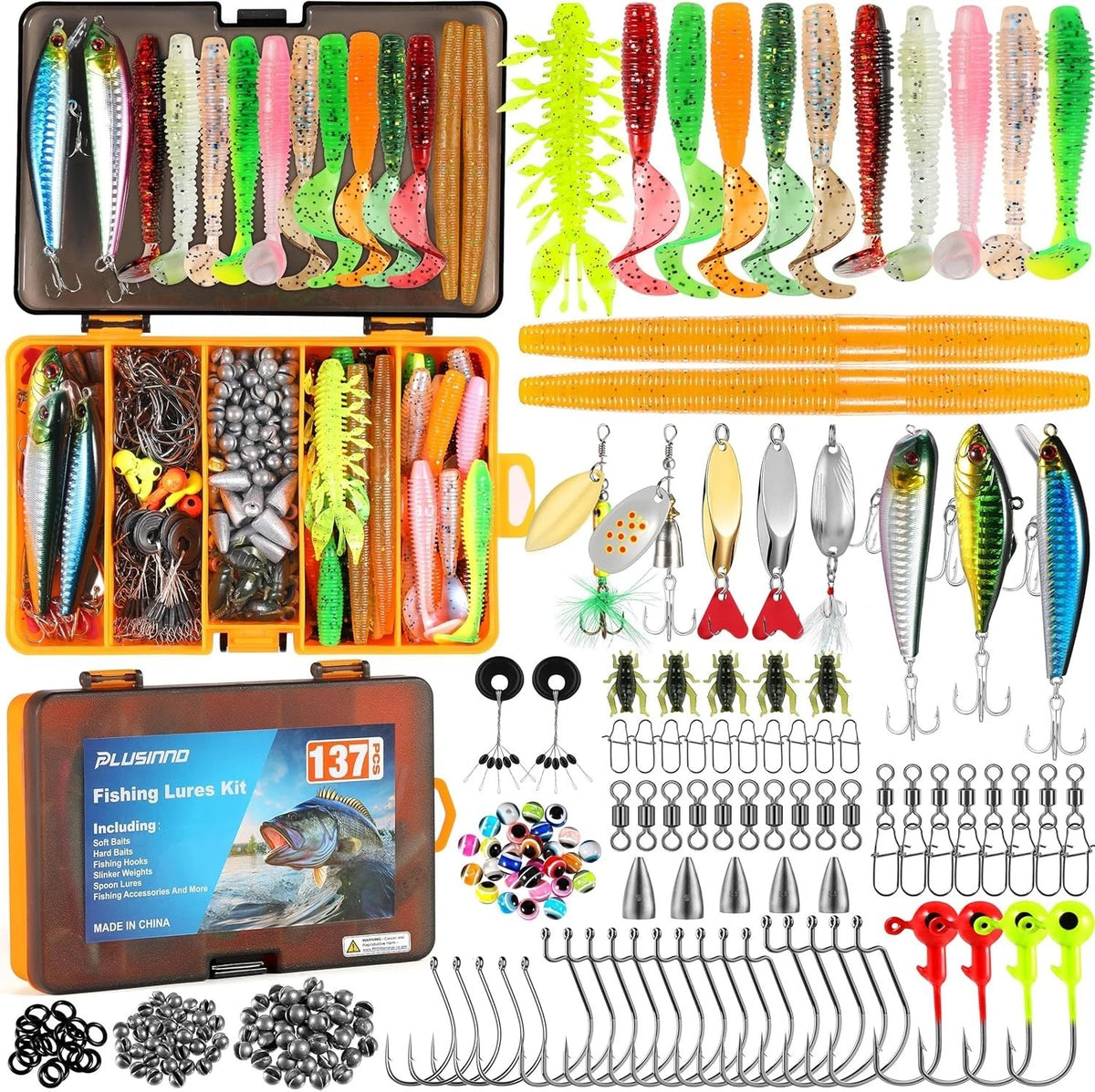 137-Piece Fishing Gear Kit for Bass & Trout