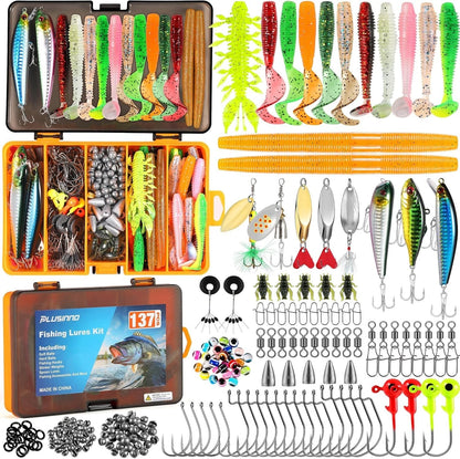 137-Piece Fishing Gear Kit for Bass & Trout
