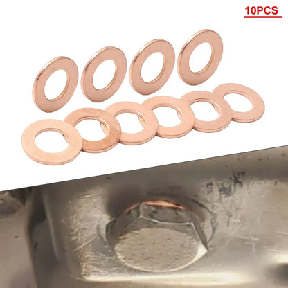 10x M12 Copper Oil Drain Plug Gasket Seal Ring for Universal Applications