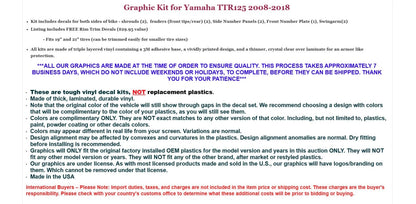 2X Graphic Stickers +#PLT/RIM Decals for Yamaha TTR125 (2008–2018)