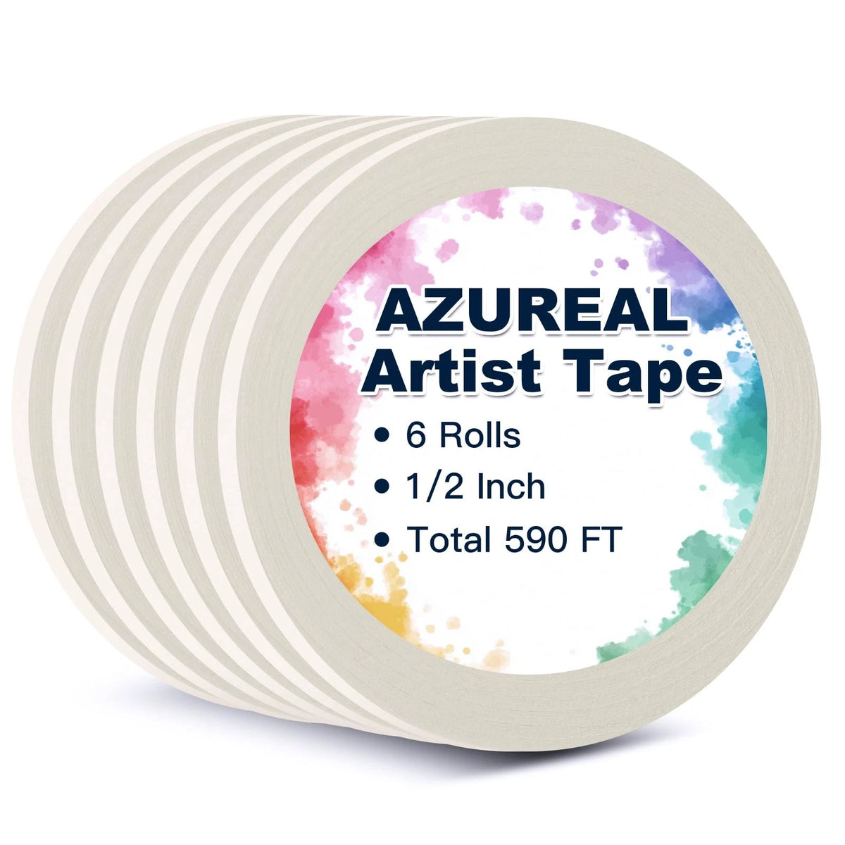 Artist Tape 6 Rolls for Watercolor Paper Border (1/2 Inch Wide)