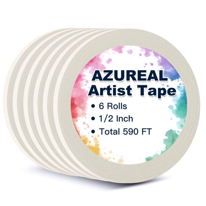 Artist Tape 6 Rolls for Watercolor Paper Border (1/2 Inch Wide)