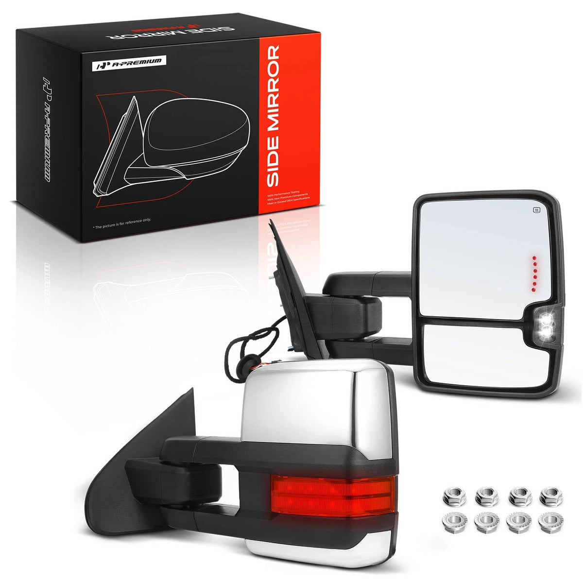 Pair Power Mirrors for Chevy Silverado 1500 GMC (Manual Fold, Signal)