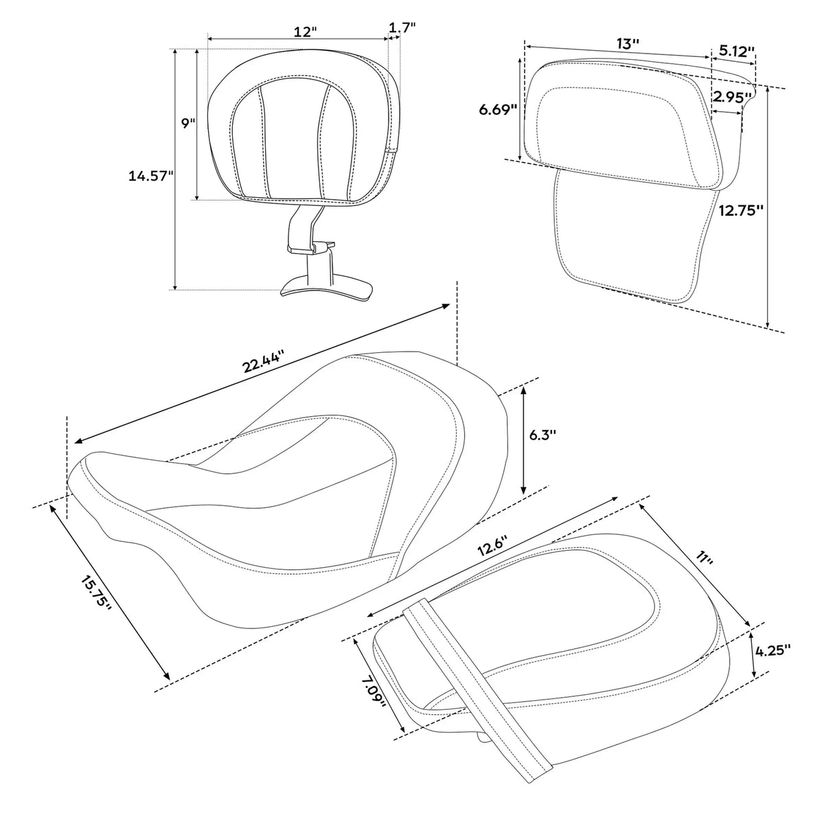 Seats & Backrest Pad for Harley CVO Road Glide (2014–2023)
