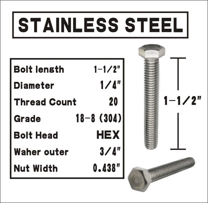 Set of 10 Stainless Steel Hex Head Screws Bolts Nuts for Automotive Use