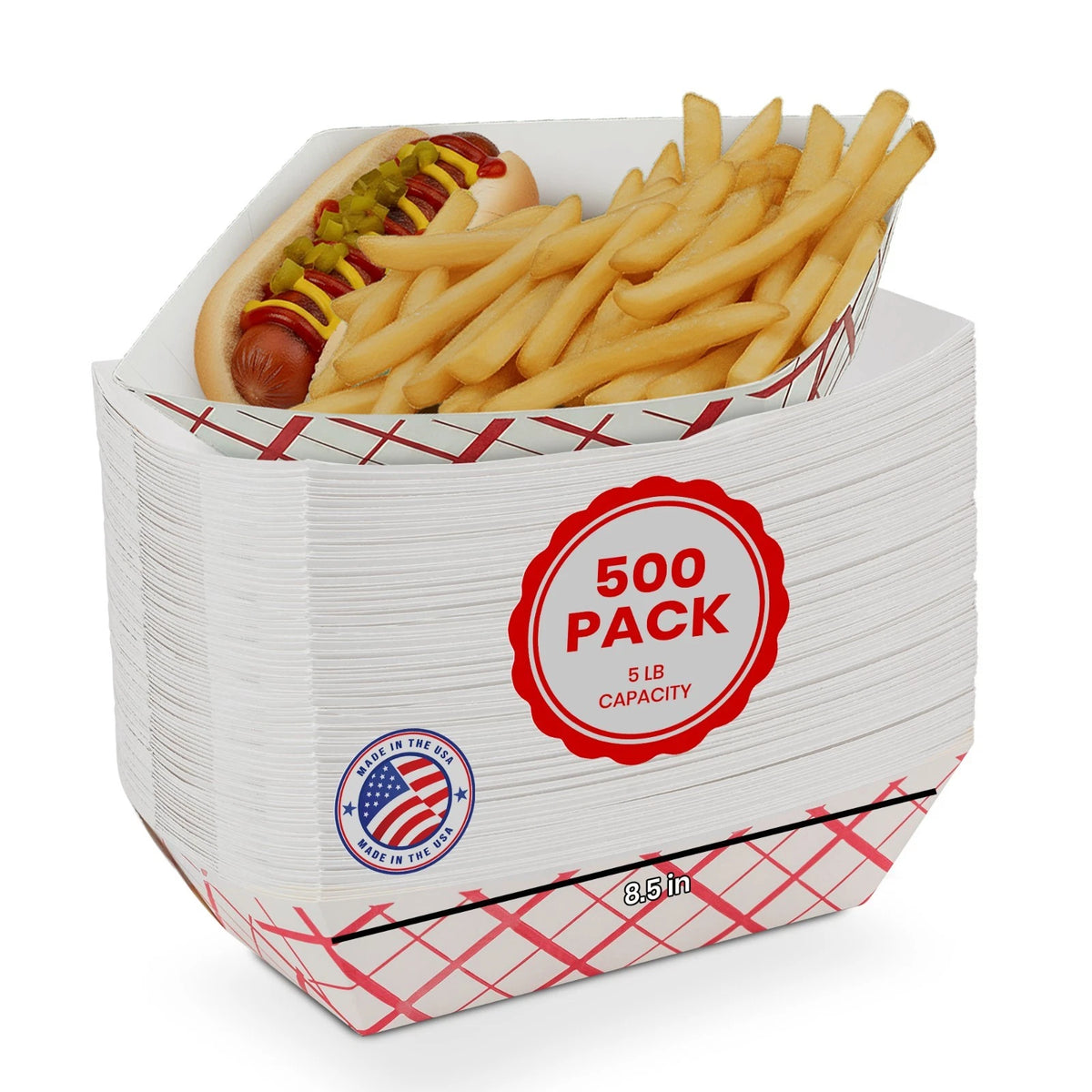 Pack of 500 Red-White Nacho Trays for Food Service