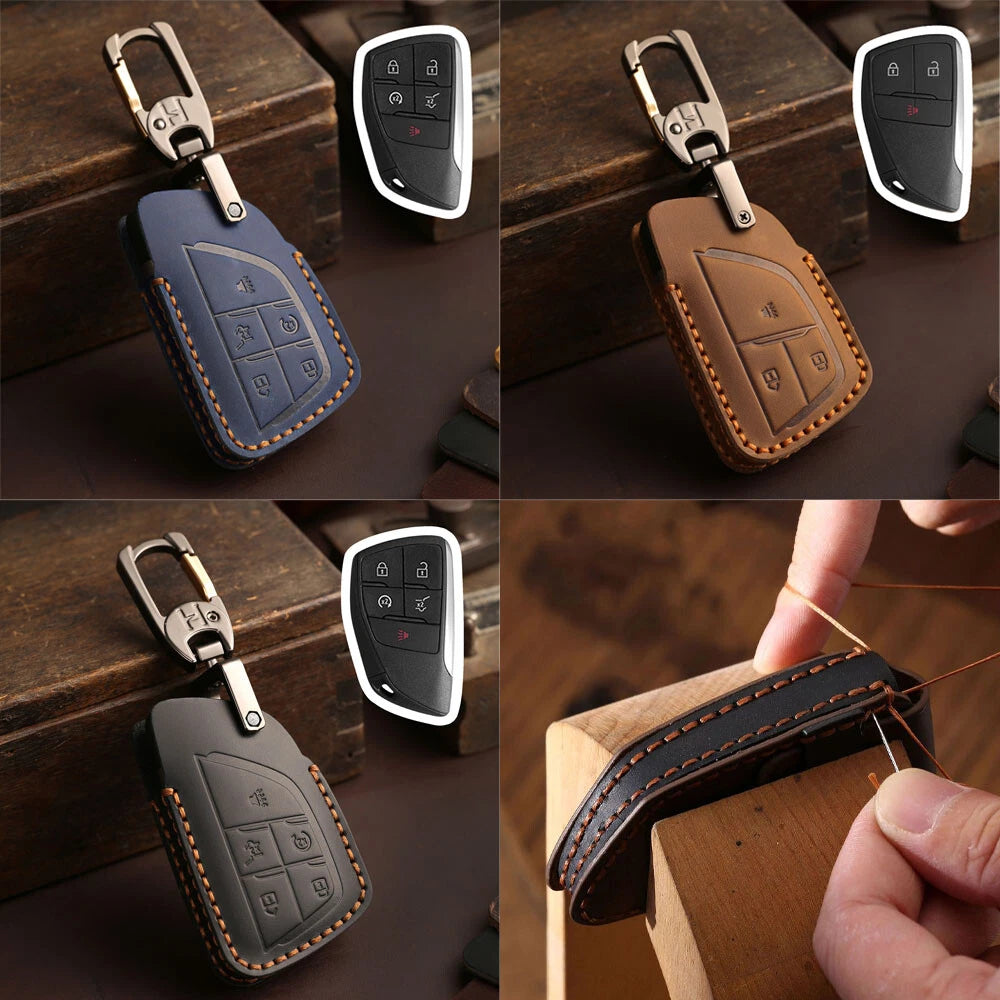 Leather Car Key Case Cover 5 Button for Chevrolet GMC Sierra Buick