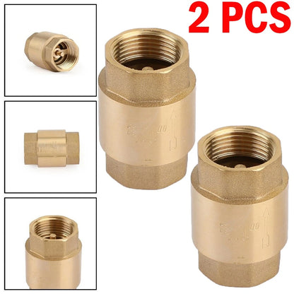 2X DN15 3/4" NPT In-Line Check Valve Brass Spring Loaded 200PSI