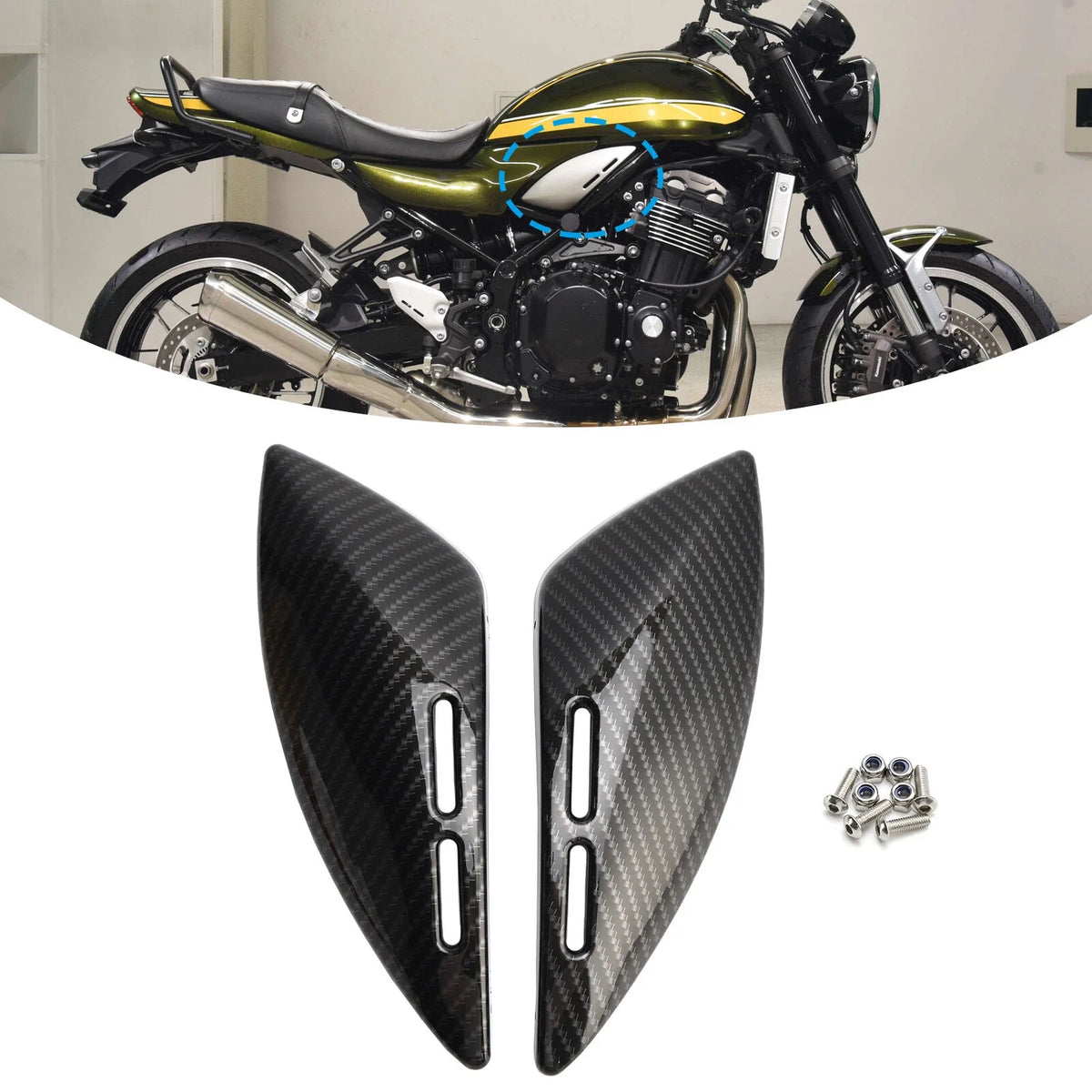 Gas Tank Side Cover Panel for Kawasaki Z900RS (2018–2024) Carbon T9