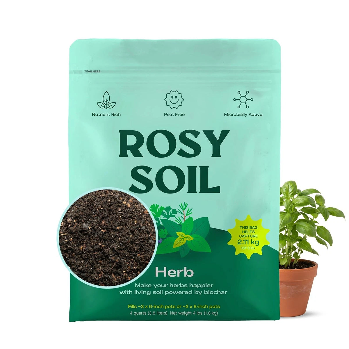 Organic Herb Mix for Indoor and Outdoor Potting (4 Quarts)