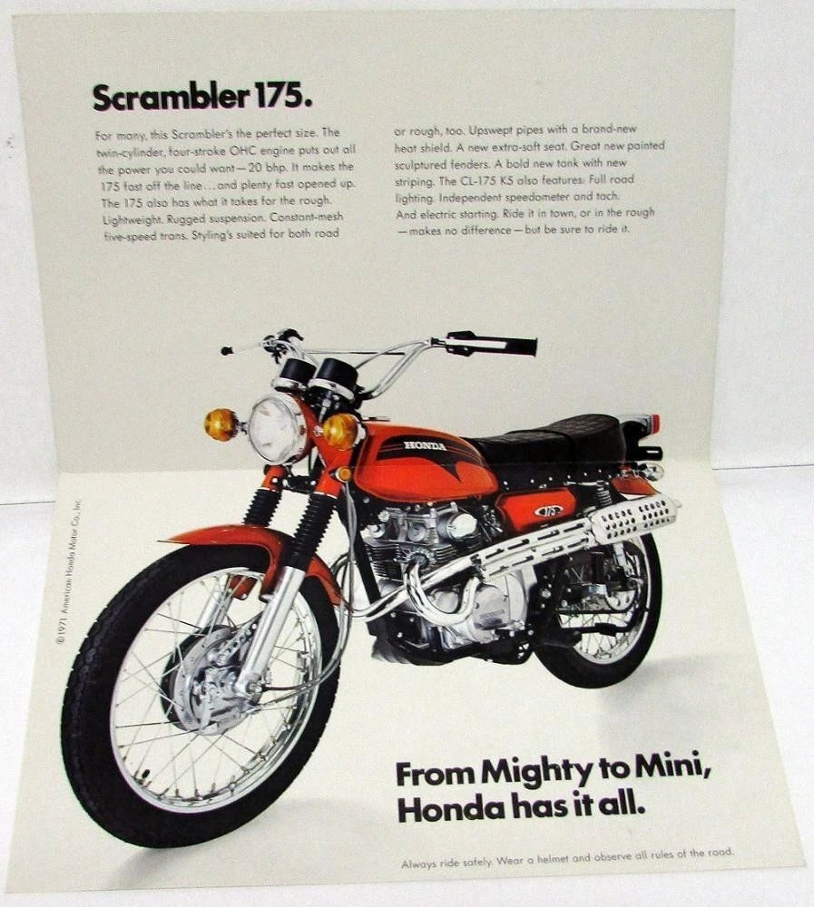 Sales Brochure for Honda CL-175 K5 Motorcycle (1971)