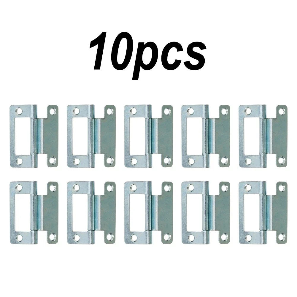 Set of 10 Steel Cranked Flush Hinges for Cupboard Doors