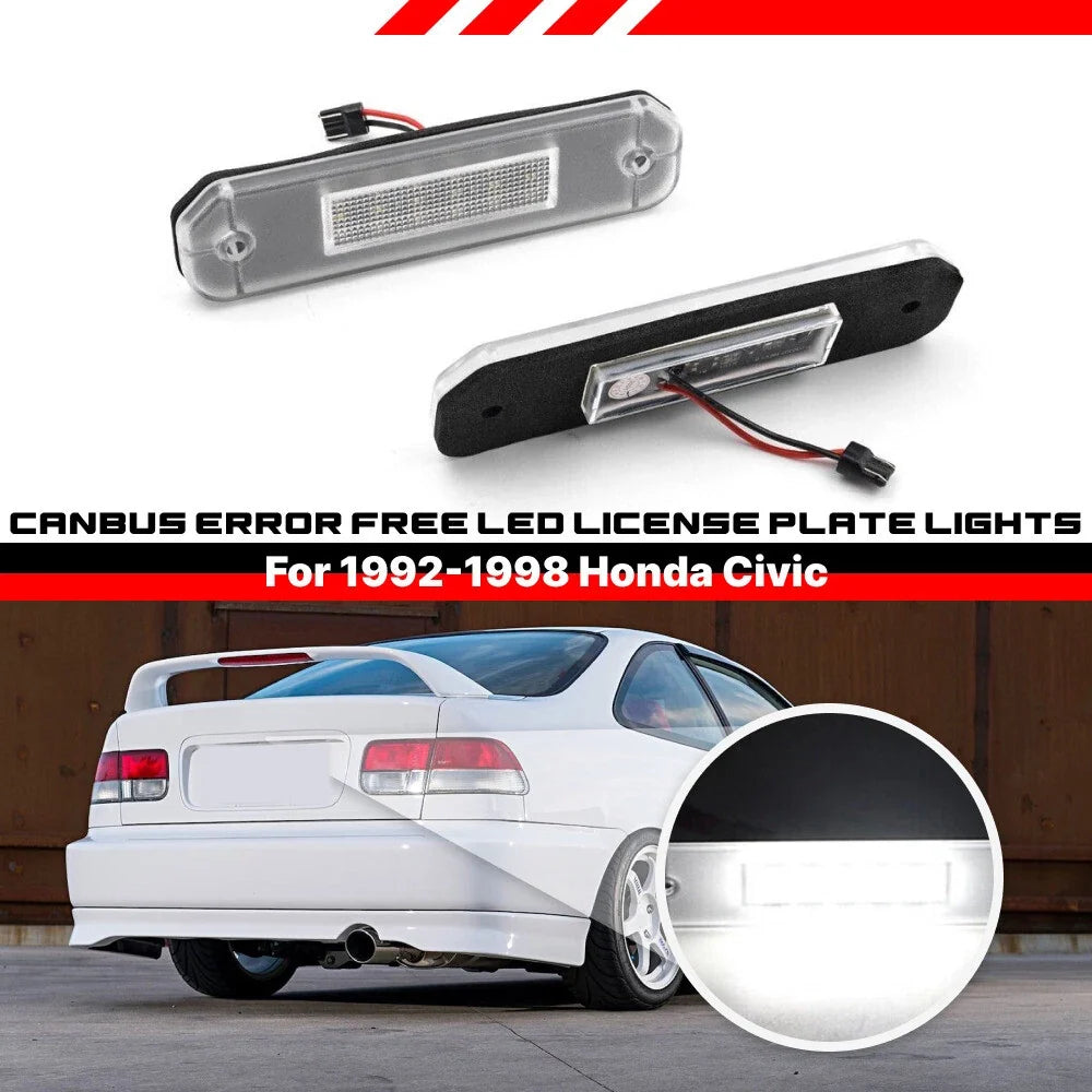 2X White LED License Plate Light for Honda Civic (1996–2000) EJ EK EM EK9 EK4 CR-X