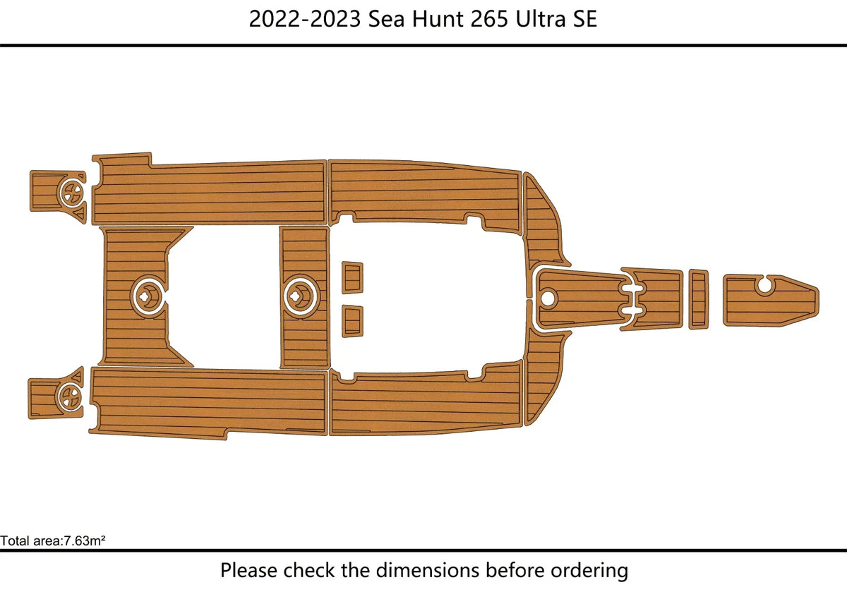 EVA Pad Foam Teak Faux Deck Flooring Mat for Sea Hunt Ultra 265 SE (2022)